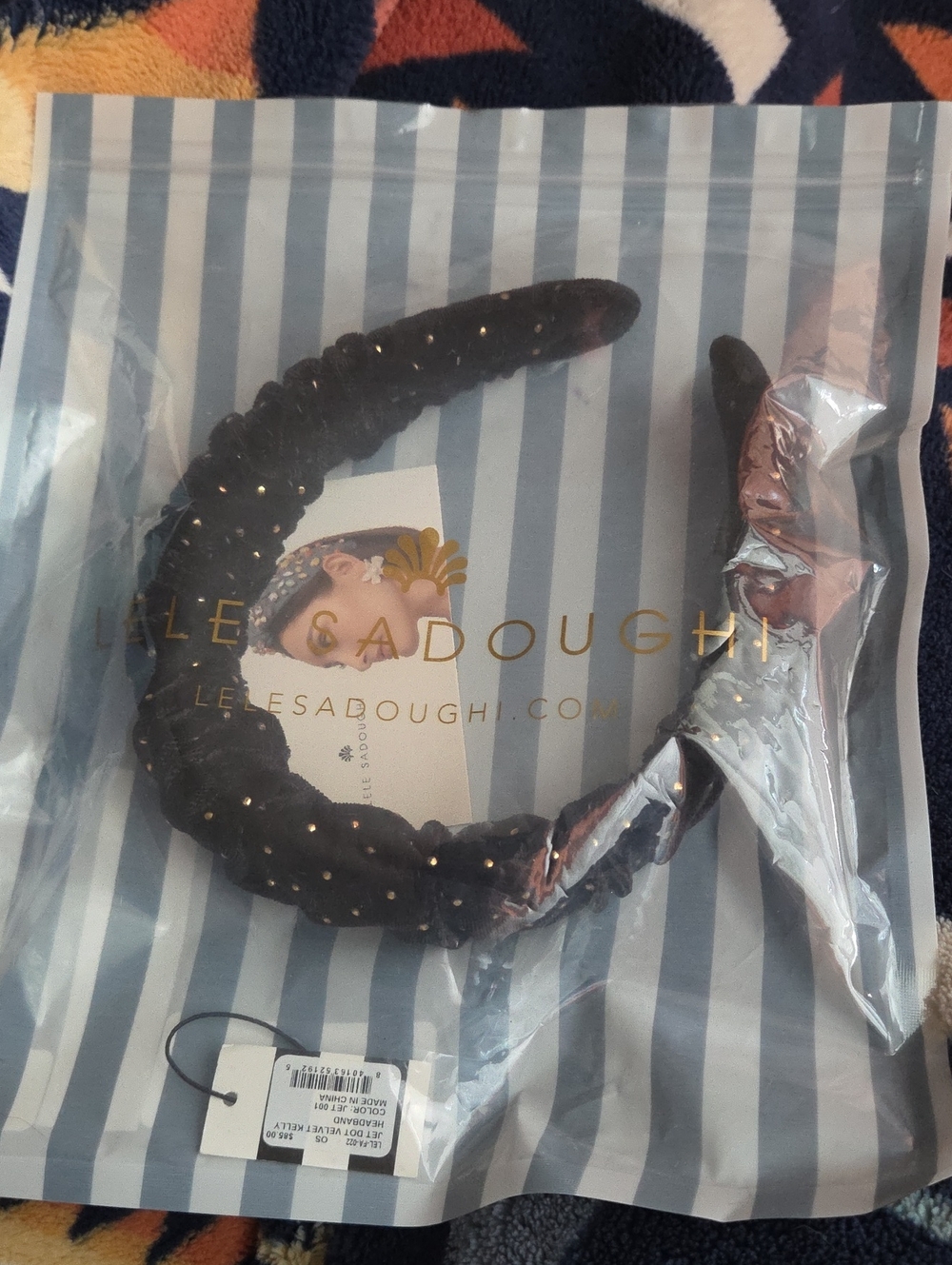 Lele Sadoughi Black Velvet Headband Nwt